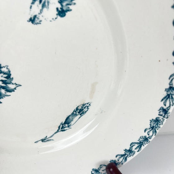 Image 1 of Set of 6 "Carnation" pattern dinner plates, KG Lunéville, ironstone, 19th century