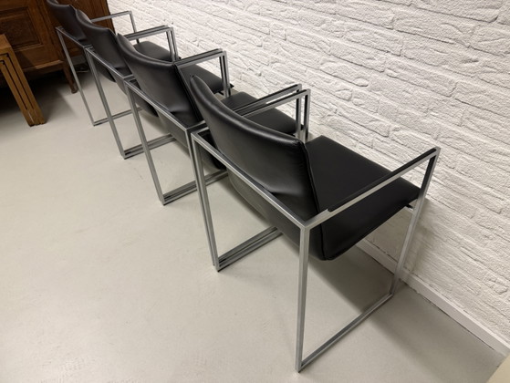 4 x Arco Frame Zwart Kalfsleder Nieuwstaat! – Eetkamerstoelen, Leather, Metal, Modern (photo 8 of 8)