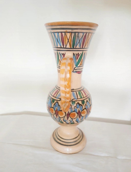 Vintage Vase handbemalt | Boho Ethno Amphore | True Vintage Keramik mit Henkeln | ca. 26,5 cm