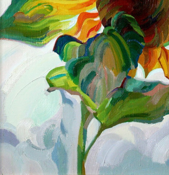 Original Oil Painting Nature Summer Flower Sunflower – Paintings & Drawings, Canvas (photo 4 of 5)