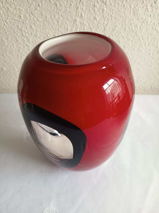 Murano Glas Vase – Handgefertigt, Rot Mit Modernem Design – decoratieve objecten