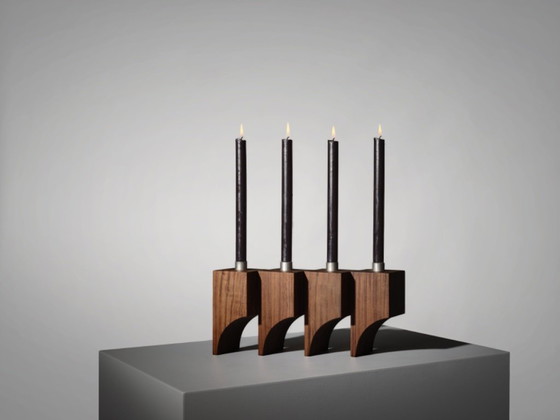 Image 1 of Candelabro Acer in rovere massello nero, realizzato da Design Studio Mokko