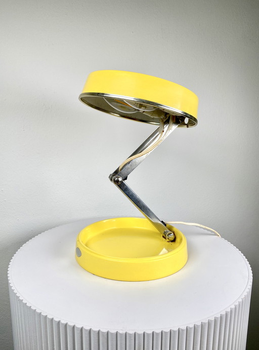 Vintage Yellow GEI Folding Desk Lamp - 1970s Space Age Adjustable Z Lamp - Mid Century Modern Lighting - Eclectic Retro Lamps