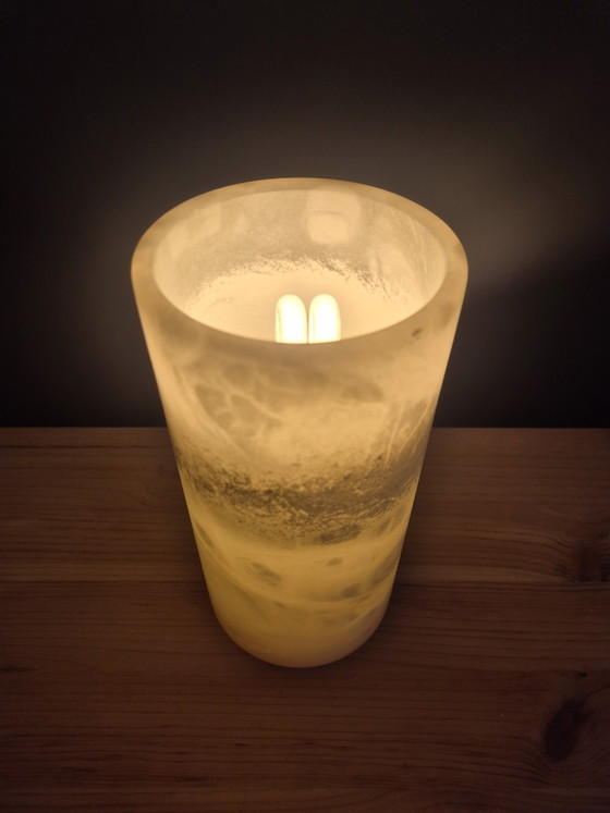Lampe d'ambiance Massive en albâtre | Pierre naturelle | Lampe de table vintage, Crème (photo 3 sur 5)