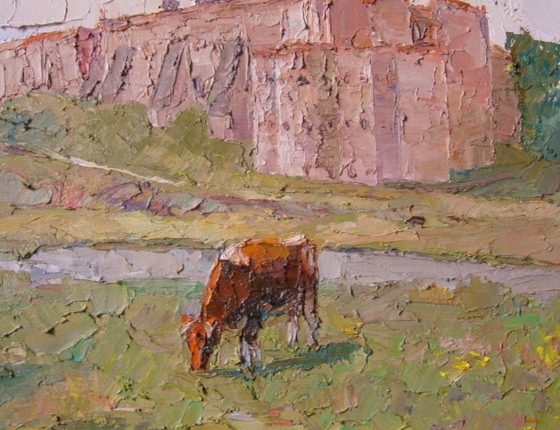 Origineel olieverfschilderij Natuurlandschap Koeienweide Zomerdag – Schilderijen & Tekeningen, Canvas (photo 8 of 8)