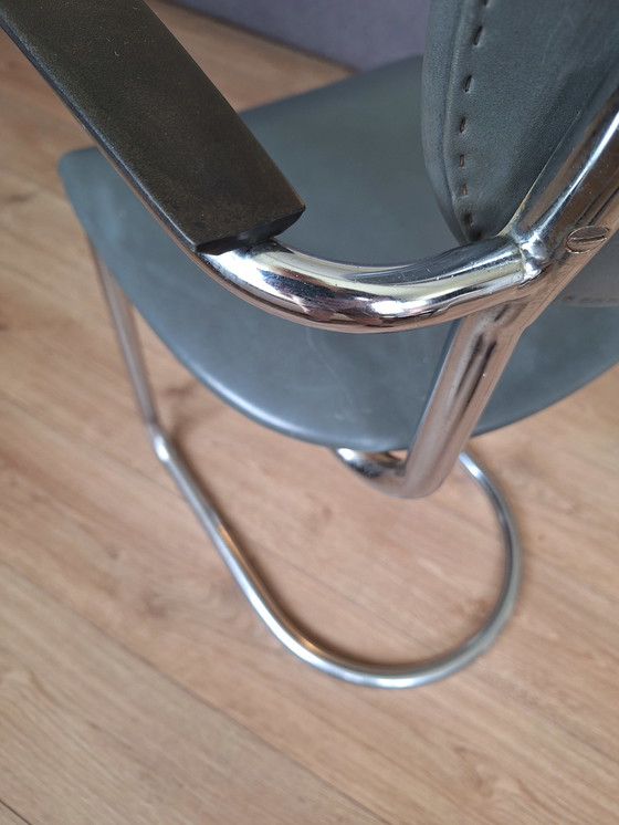 Image 1 of Sedia con struttura tubolare cromata e pelle Wit 3011
