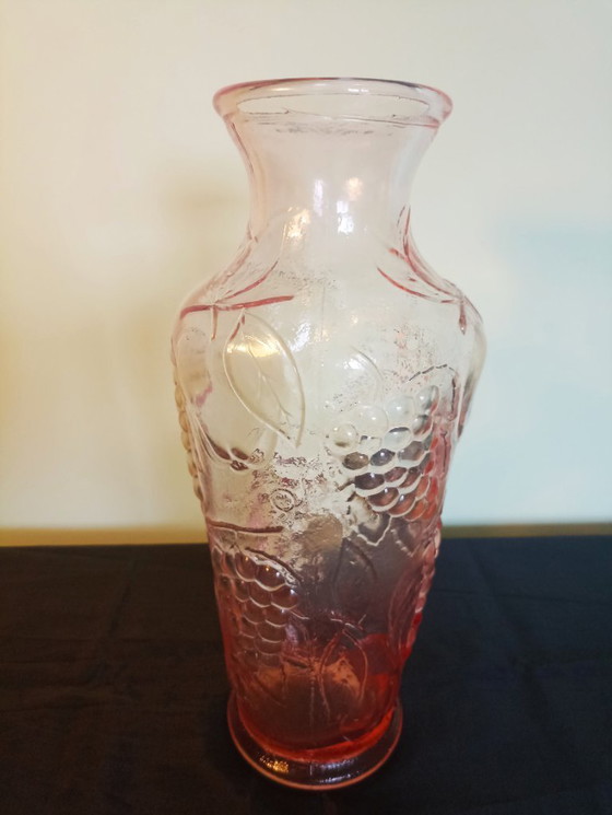 Image 1 of Vintage Italian Empoli vase - pink pressed glass (60-70) - 32 cm high