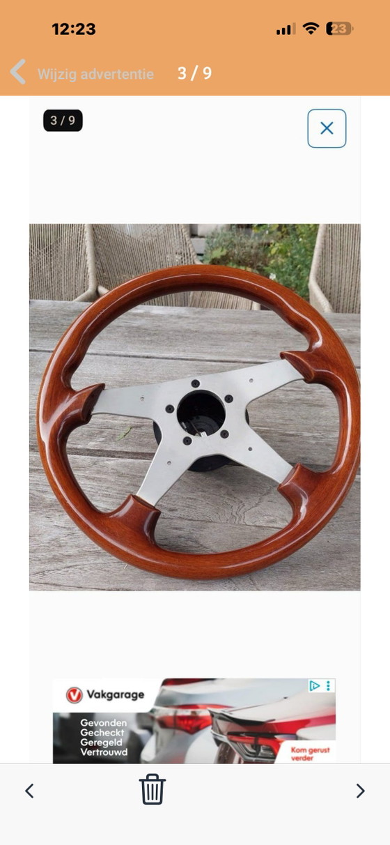 Volante sportivo vintage italiano in legno Victor M1260 – VW/Audi – 35,5 cm – Oggetti decorativi, Metal, Wood (photo 3 of 9)