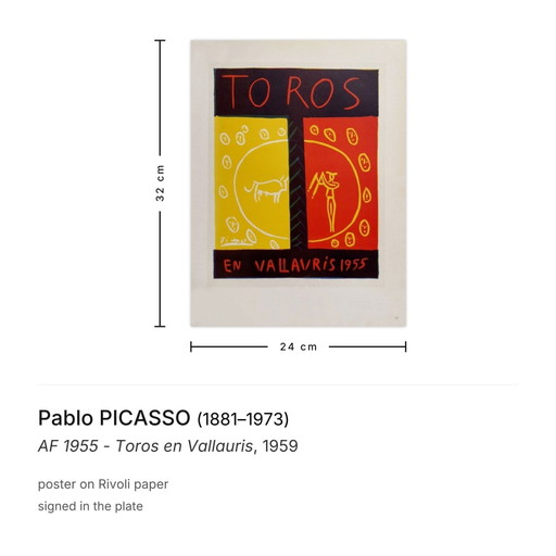 Pablo PICASSO AF 1955 - Toros en Vallauris poster 1959