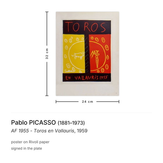 Image 1 of Pablo PICASSO AF 1955 - Toros en Vallauris poster 1959
