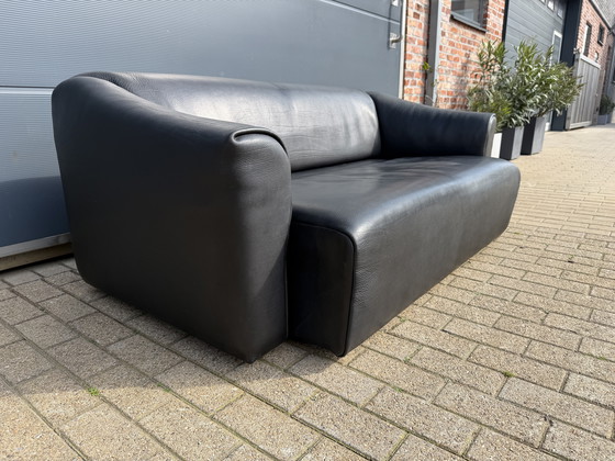 Image 1 of De Sede DS47 3-Sitzer in Büffelleder 5 mm NECK Schwarzes Leder, ausziehbarer Sitz