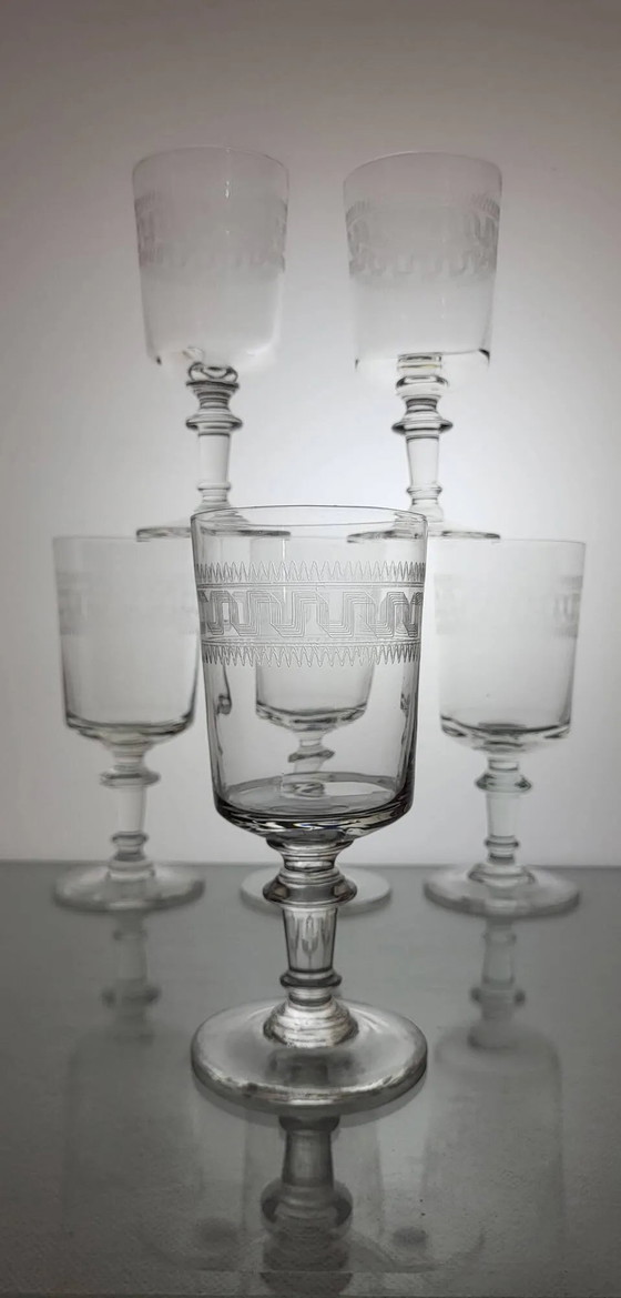6 water/wine glasses, 19th century – Glass & Decanter, Crystal (photo 2 of 8)