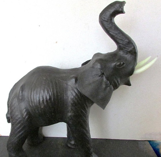 Elefante decorativo de cuero, negro, Objetos decorativos, Otro, Vintage (foto 3 de 6)