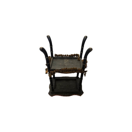 Antique Upholstered Side Table with Faux Bamboo Legs, 19th Century – Wood (photo 6 of 6)