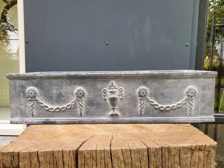 Grote Franse gietijzeren plantenbak, Grijs, Vintage (foto 6 van 7)