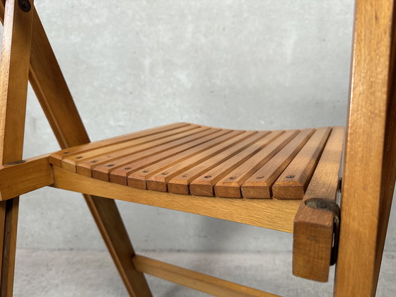 Image 1 of 2x vintage wooden folding chairs - beech