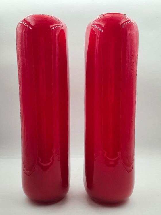 Image 1 of Henry Dean, jarrones de diseño XL en rojo brillante, firmados