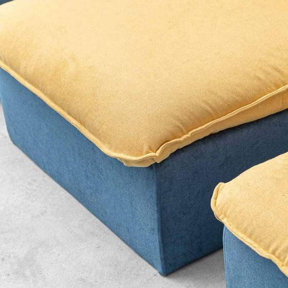 Canapé modulaire vintage 3 places en tissu bicolore – Années 70 – Sofas (photo 2 of 8)