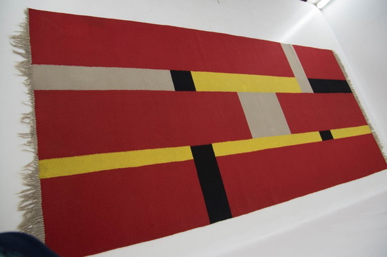Image 1 of Tapis géométrique Bauhaus rare, années 1940