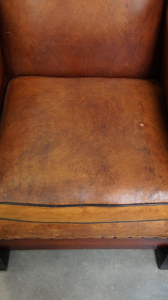 Image 1 of Sheep Leather Art Deco Design Armchair