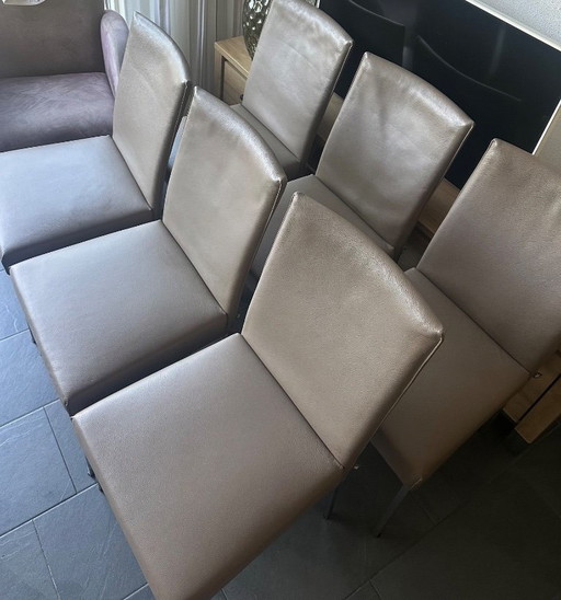 6 sillas Rolf Benz – eetkamerstoelen, Leather, Metal (photo 2 of 5)