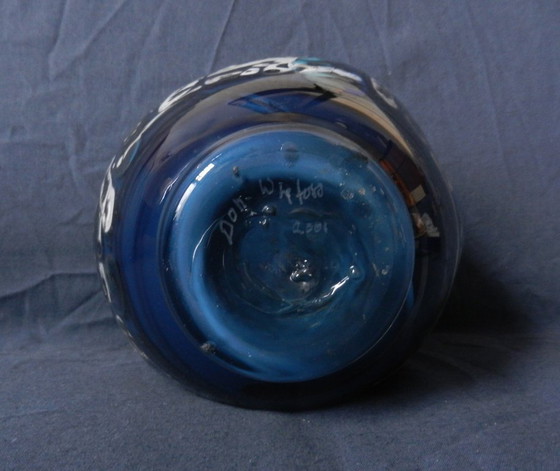 Elliptische, farbenfrohe Glasvase von Don Wreford, Australien, Höhe 19 – Glaskunst (photo 6 of 7)