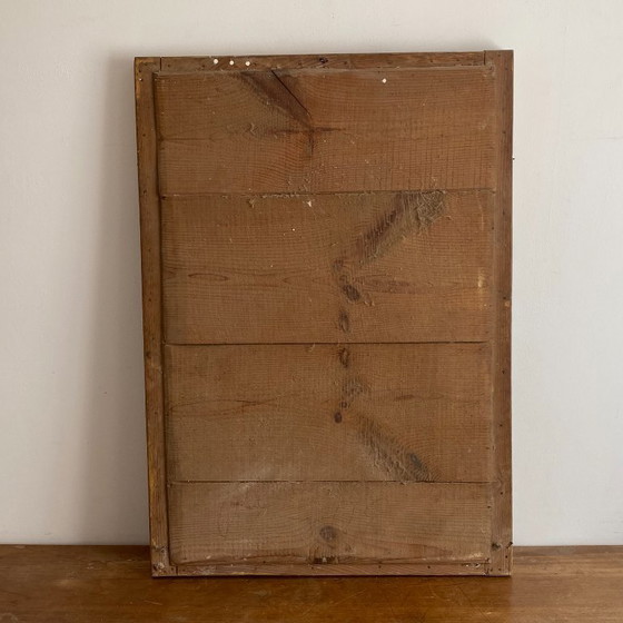 Image 1 of Vergulde spiegel met decoratie uit het einde van de 19e eeuw. 96x68 cm.