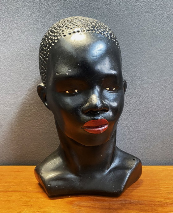Image 1 of Busto in ceramica di uomo africano, anni '60