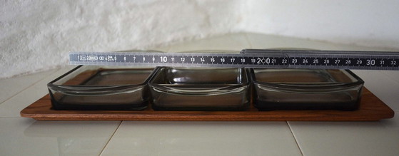 Set da portata in legno e vetro fumé, Accessori da tavola, Marrone, Vintage (foto 12 di 15)