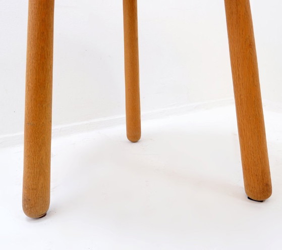 Image 1 of Vintage tripod side table in solid wood with rounded legs