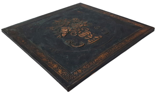 Image 1 of Fiori in vaso da parete in rame battuto martellato d'epoca