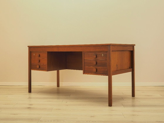 Escritorio danés de teca con seis cajones, chapado en madera, década de 1960. – Wood (photo 6 of 19)