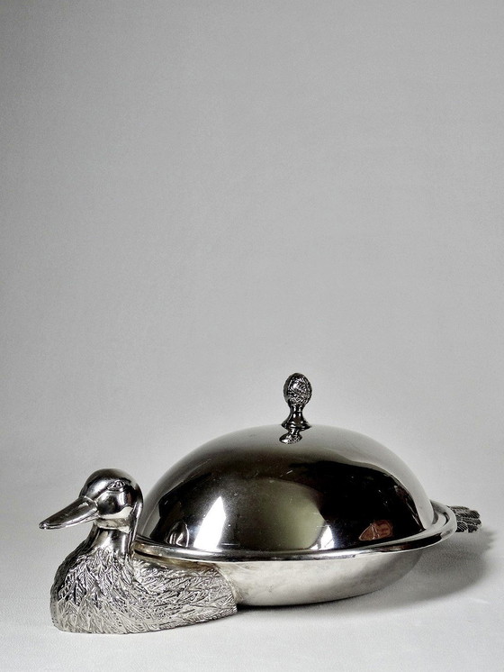 Image 1 of Vintage Silver Metal Duck Foie Gras Bell