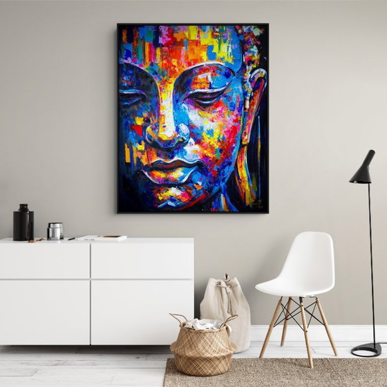 Image 1 of Peinture unique de Bouddha peinte à la main « Équilibre sacré » – Seksak Jaichumchen – 100×120 cm