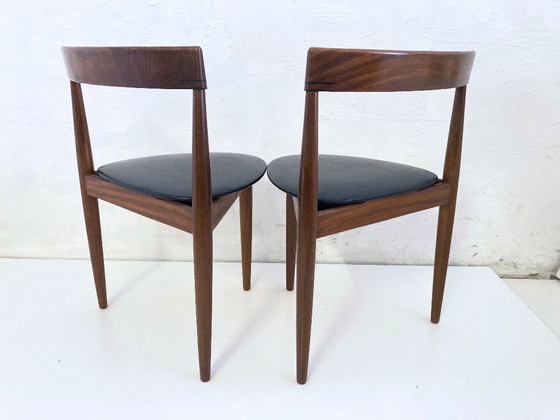 Image 1 of 2 Roundette side chairs in teak and faux leather by Hans Olsen for Frem Rojle