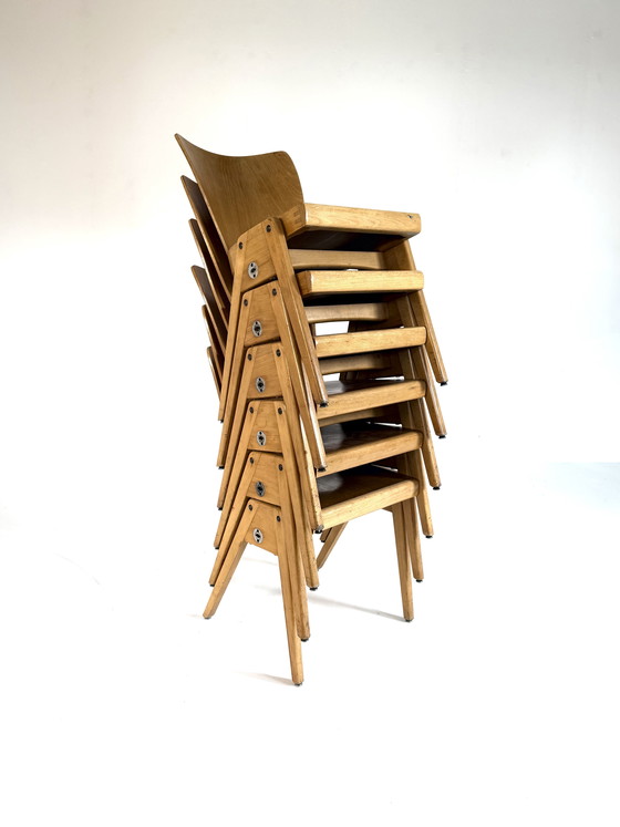 Image 1 of 6 sedie impilabili vintage in compensato, Kaderer anni '60