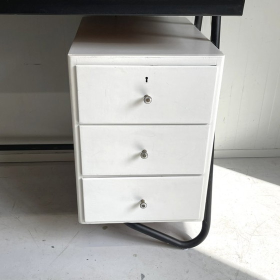Vintage Bauhaus Style Bureau Jaren 60 Wit Zwart – Metal (photo 7 of 8)