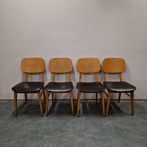 Jaren 50  Set 4 Vintage Eetkamerstoelen Stoelen