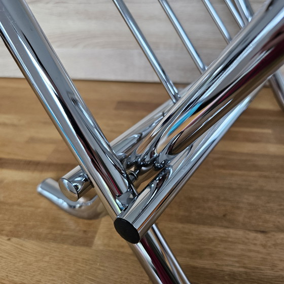 Image 1 of Vintage Zack Design Bauhaus Magazine Rack 80s Chrome