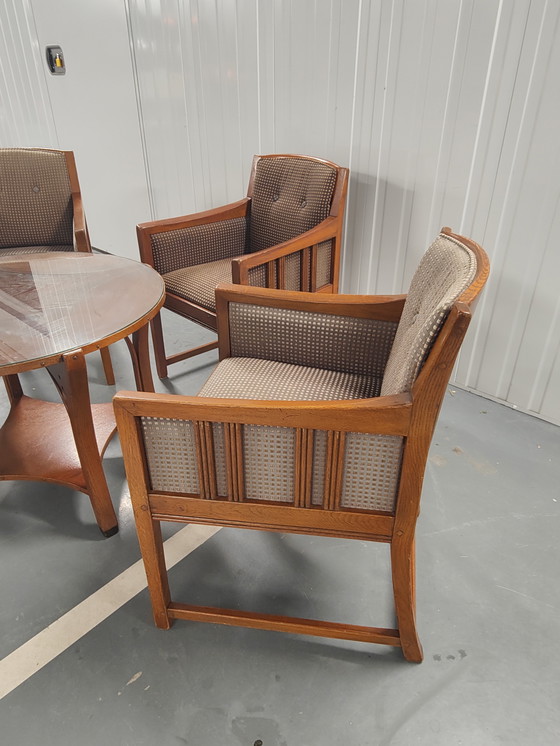 Image 1 of Art-Deco Schuitema & Zonen 3 Fauteuils + 1 Ronde Tafel