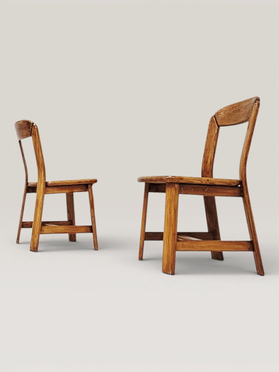 Image 1 of Set da pranzo in pino vintage - Tavolo rotondo con 4 sedie abbinate