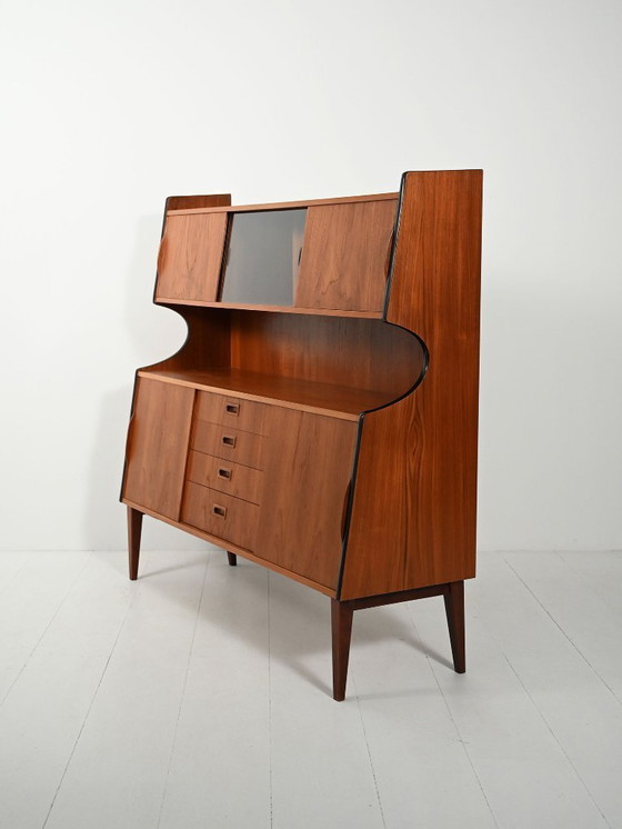 Image 1 of 1950s teak sideboard with display cabinet