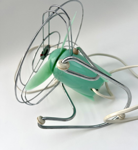 Image 1 of Ventilatore da tavolo vintage italiano “bjm” – verde menta – anni '50/'60
