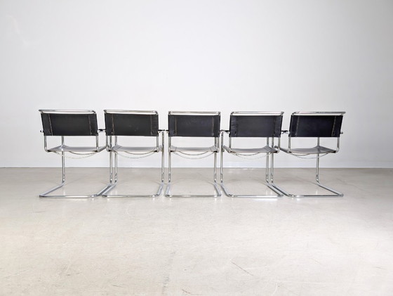Image 1 of Set van 5 Thonet S34 Midcentury Cantilever stoelen Mart Stam Leer
