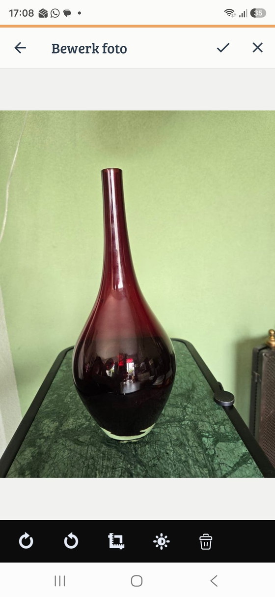 Vintage IKEA "Salong" Vase, Ruby Red Glass, Johanna Jelinek (photo 5 of 5)