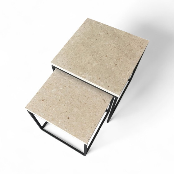 Image 1 of Side table set in marble natural stone