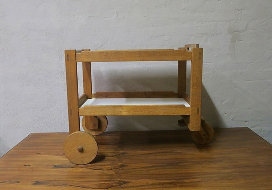 Image 1 of Carrello da portata brutalista in rovere, Danimarca 1950-60