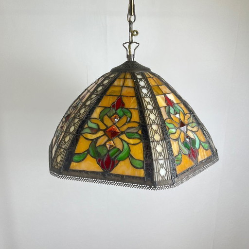 Tiffany-style stained glass pendant light – 40 cm diameter