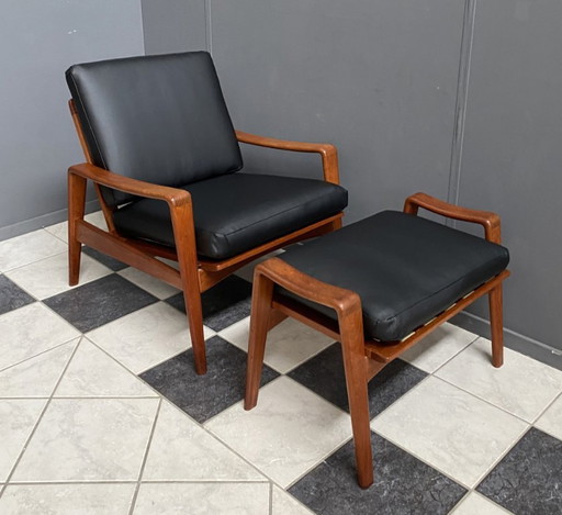 Poltrona Teak Arm di Arne Wahl Iversen rivestita