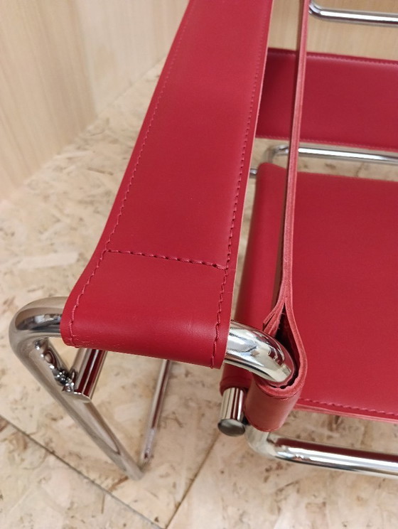Image 1 of KNOLL Studio Set van 2 WASSILY B3 fauteuils (NIEUW) in rood leer